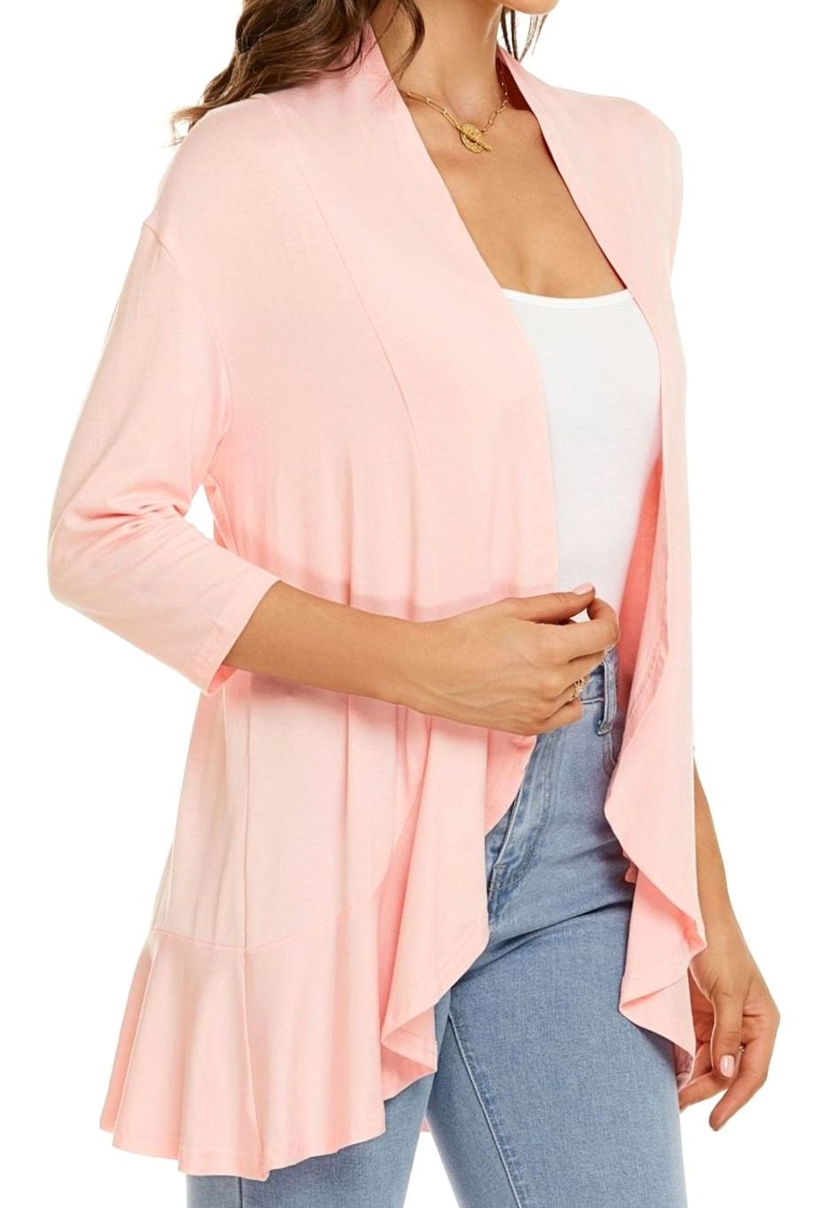 Cascata - Open-Front Draped Cardigan Casual Layering — view 9 of 10
