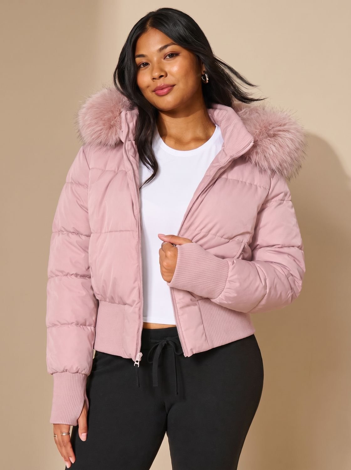 Cassenna - Cropped Quilted Puffer Jacket Winter Commuting