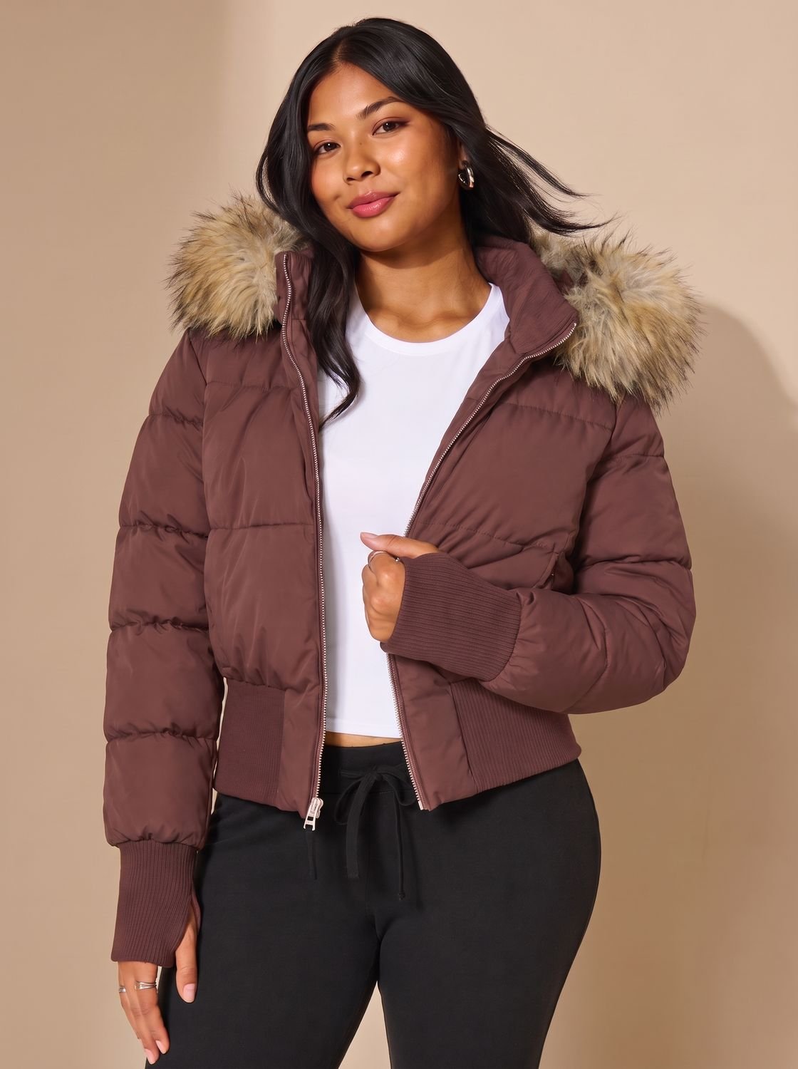 Cassenna - Cropped Quilted Puffer Jacket Winter Commuting — view 4 of 10