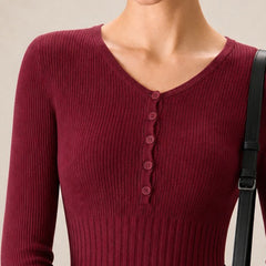 Cassimira - Textured Knit V Neck Sweater Autumn Winter Wear — view 2 of 6