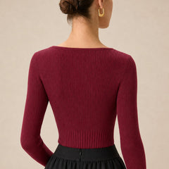 Cassimira - Textured Knit V Neck Sweater Autumn Winter Wear — view 3 of 6