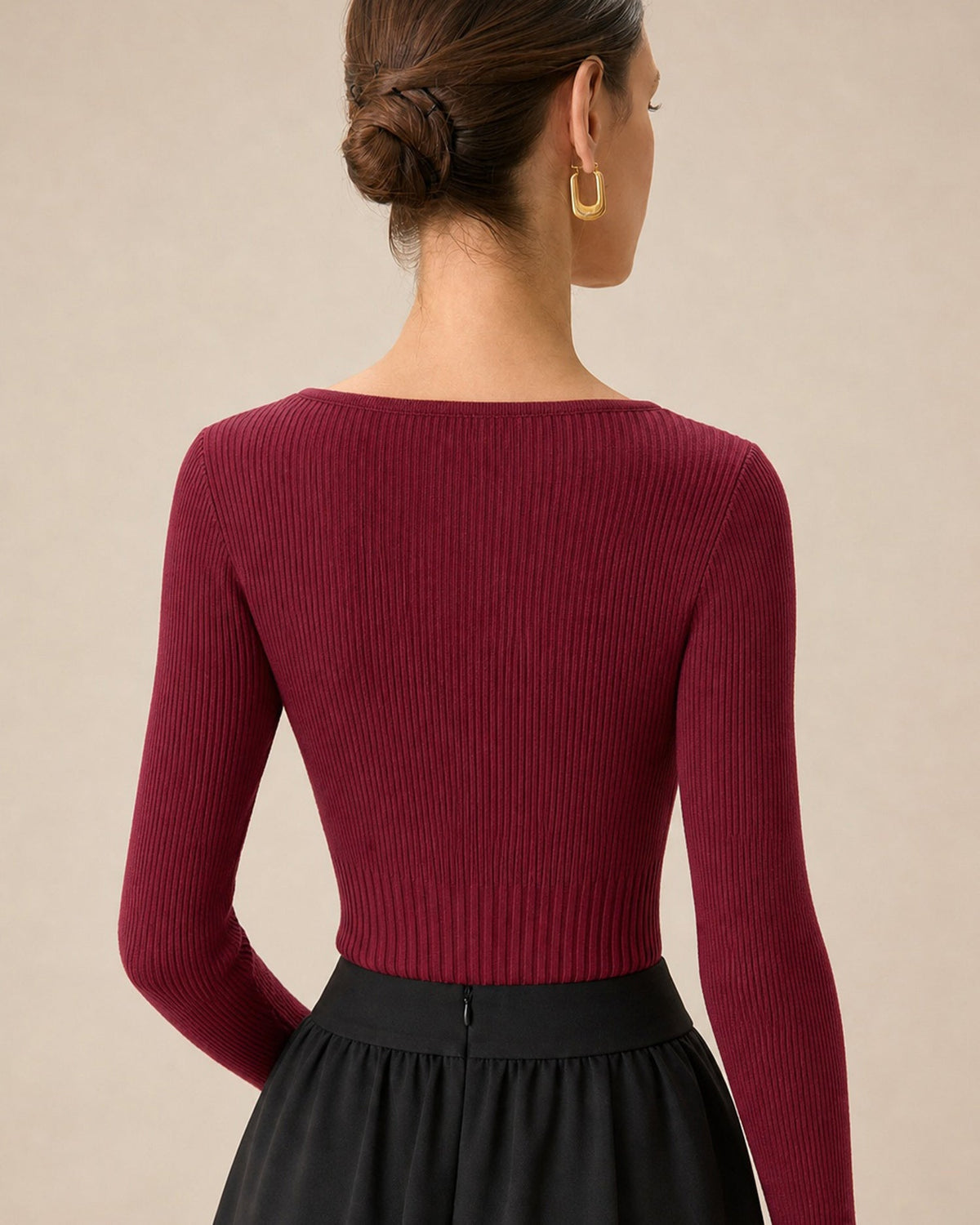 Cassimira - Textured Knit V Neck Sweater Autumn Winter Wear — view 3 of 6