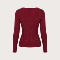 Cassimira - Textured Knit V Neck Sweater Autumn Winter Wear — view 5 of 6