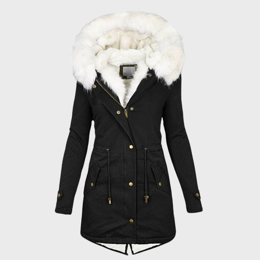 Cassinelle - Faux Fur Trim Puffer Jacket Cold Weather Wear