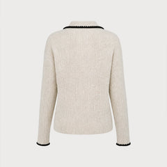 Cassinta - Textured Knit Collar Sweater Autumn Winter Wear — view 3 of 4