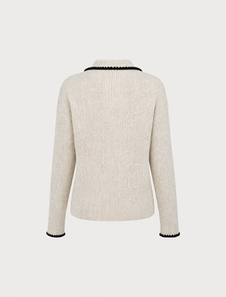 Cassinta - Textured Knit Collar Sweater Autumn Winter Wear — view 3 of 4