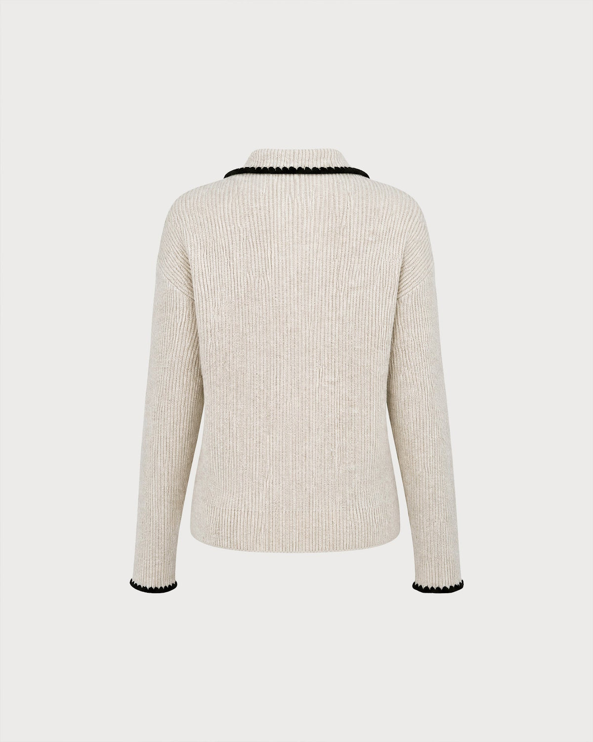 Cassinta - Textured Knit Collar Sweater Autumn Winter Wear — view 3 of 4