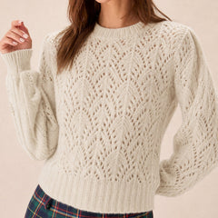 Cassiveil - Textured Knit Sweater Casual Cold Weather Wear