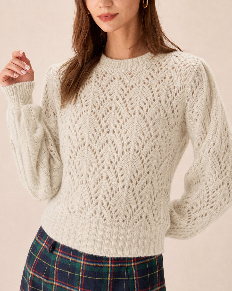 Cassiveil - Textured Knit Sweater Casual Cold Weather Wear
