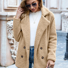Cassiven - Double-Breasted Teddy Coat For Cold Weather — view 5 of 10