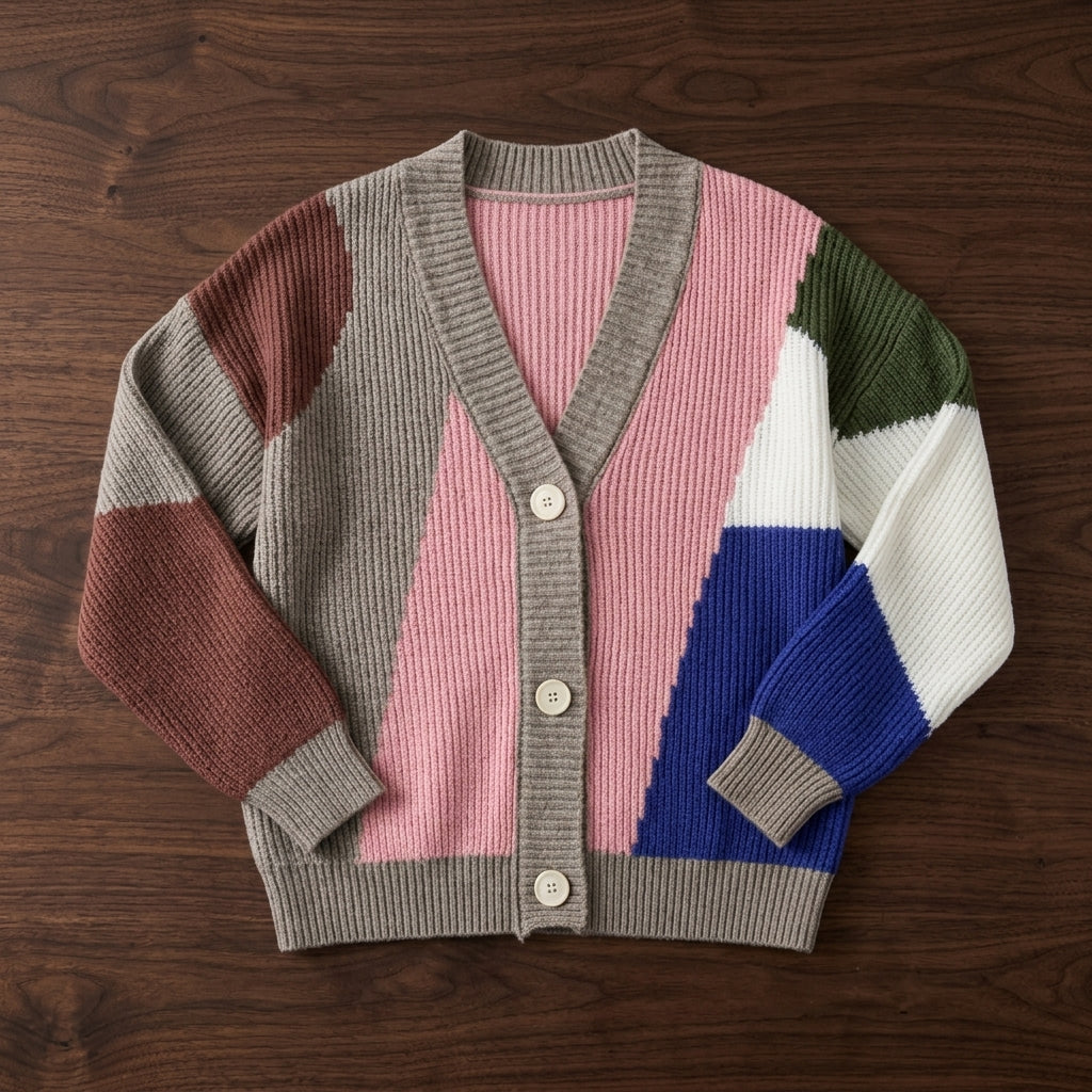 Colverna - Colorblock Knit Cardigan Office And Weekend Layering — view 5 of 5