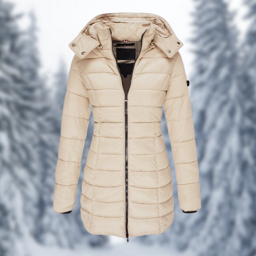 Corvellina - Hooded Quilted Longline Puffer Coat Winter