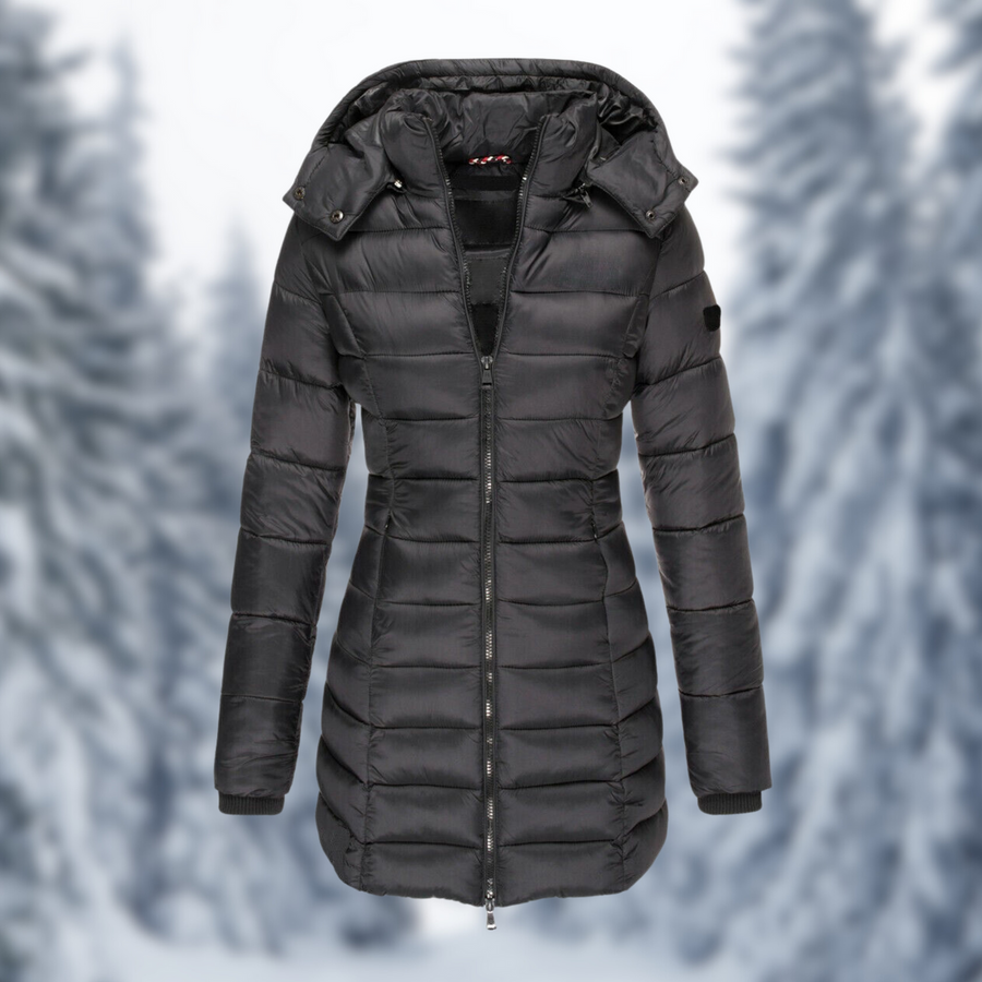 Corvellina - Hooded Quilted Longline Puffer Coat Winter — view 2 of 7