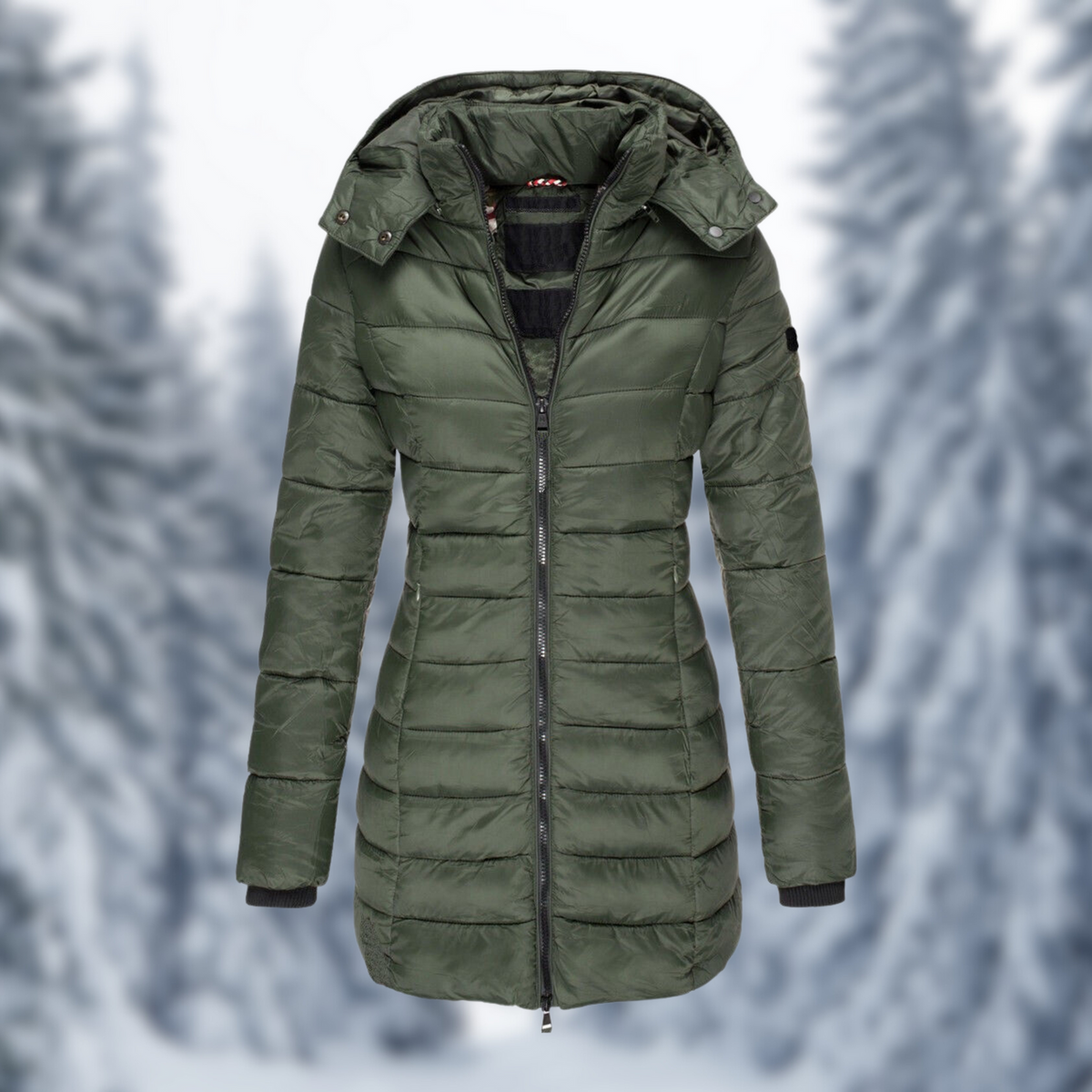 Corvellina - Hooded Quilted Longline Puffer Coat Winter — view 3 of 7