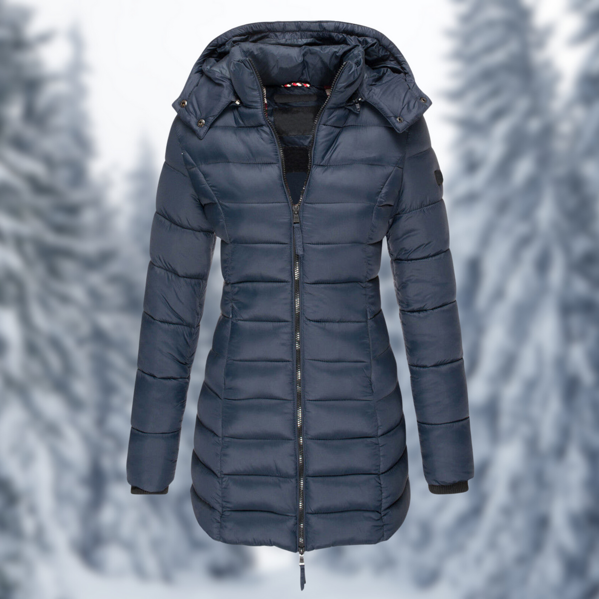 Corvellina - Hooded Quilted Longline Puffer Coat Winter — view 6 of 7