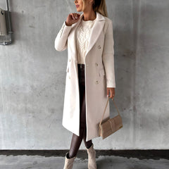 Corvetta - Double Breasted Long Coat Office Workwear