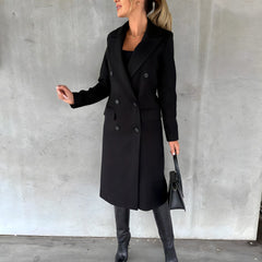 Corvetta - Double Breasted Long Coat Office Workwear — view 2 of 4