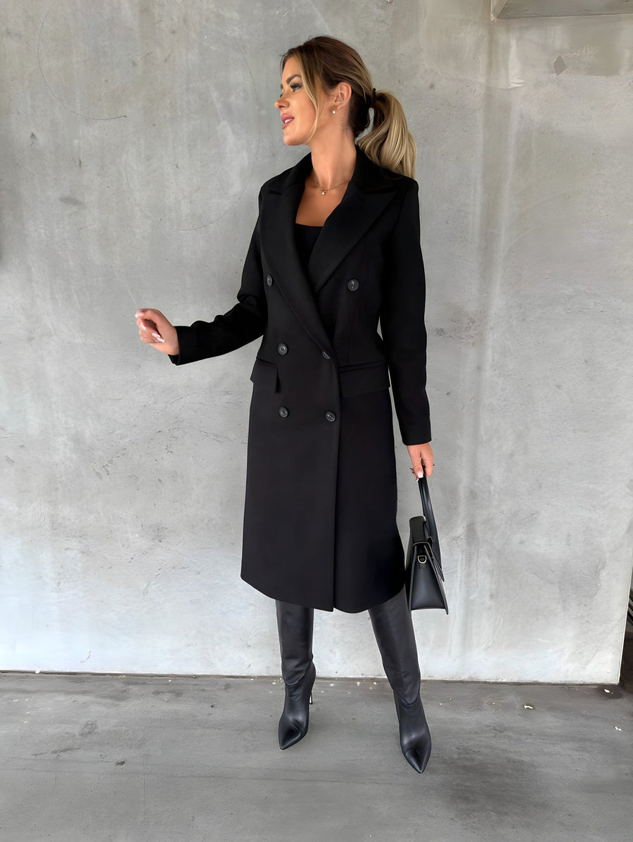 Corvetta - Double Breasted Long Coat Office Workwear — view 2 of 4