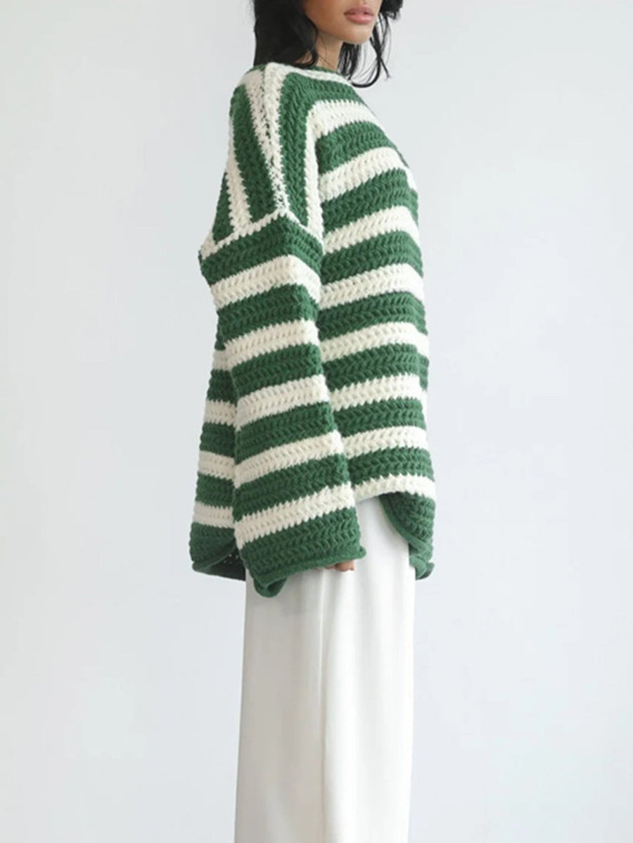 Corvette - Chunky Striped Crew Neck Sweater For Casual Weekends — view 2 of 5