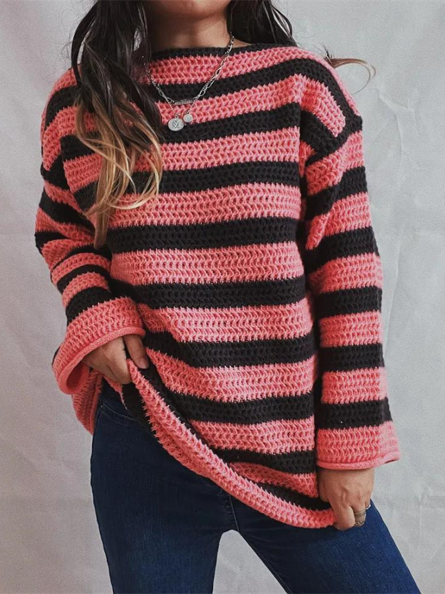 Corvette - Chunky Striped Crew Neck Sweater For Casual Weekends — view 5 of 5