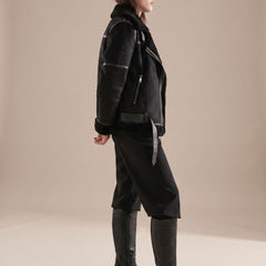 Corvine - Belted Aviator Jacket Cold Weather Layering — view 10 of 10