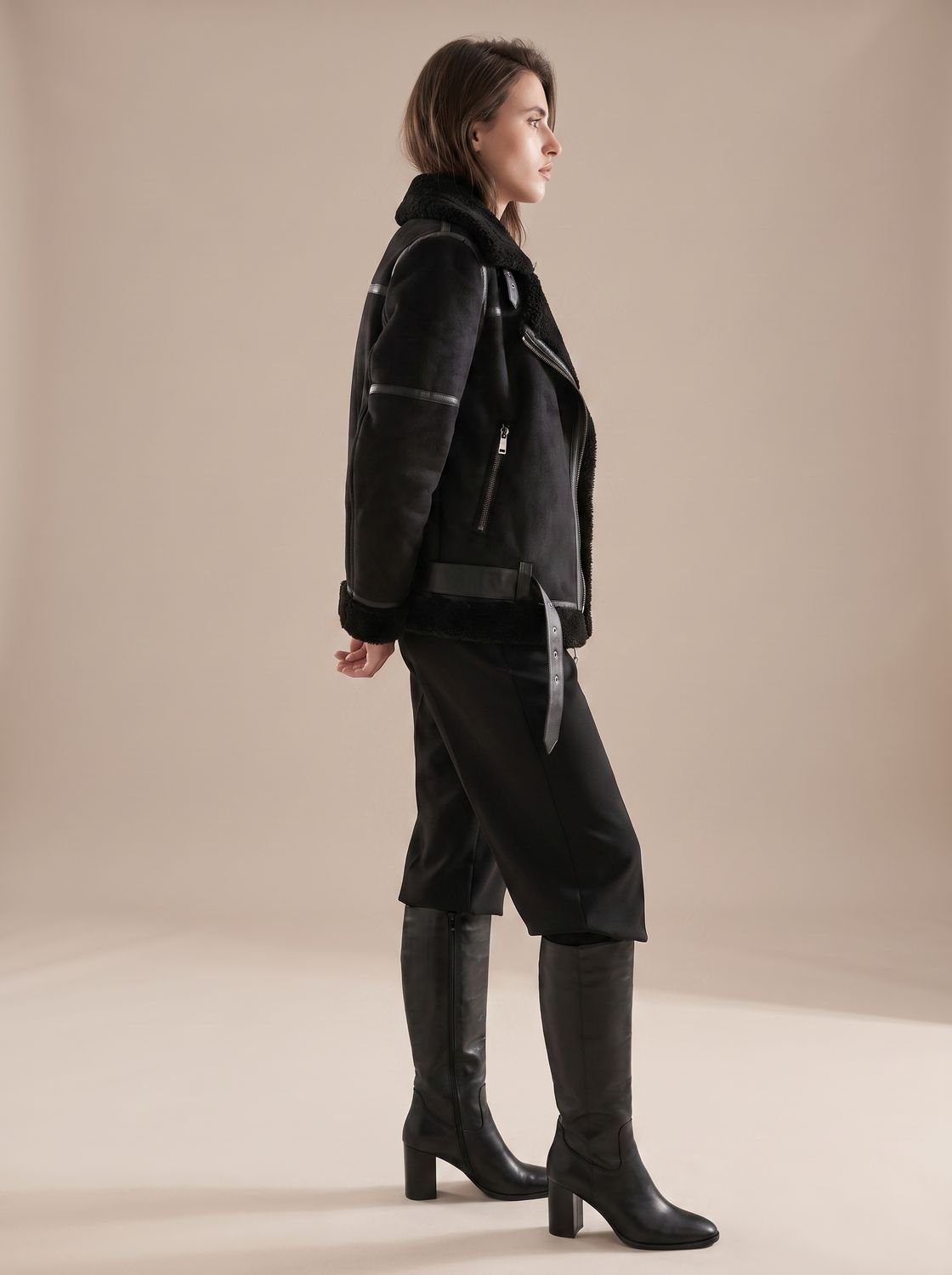 Corvine - Belted Aviator Jacket Cold Weather Layering — view 10 of 10