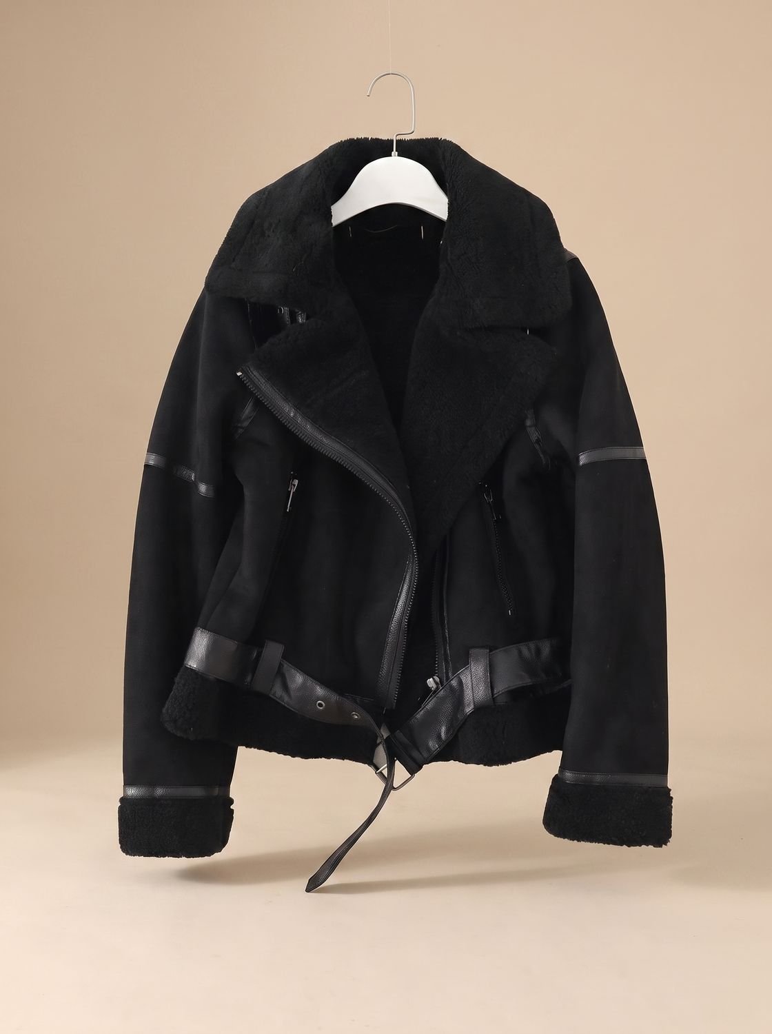 Corvine - Belted Aviator Jacket Cold Weather Layering — view 3 of 10