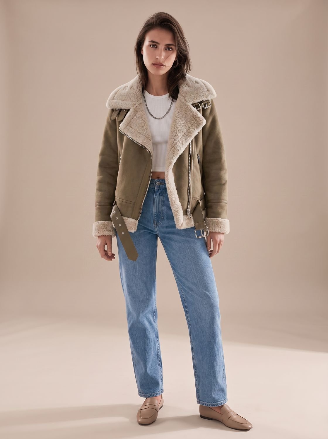 Corvine - Belted Aviator Jacket Cold Weather Layering — view 5 of 10