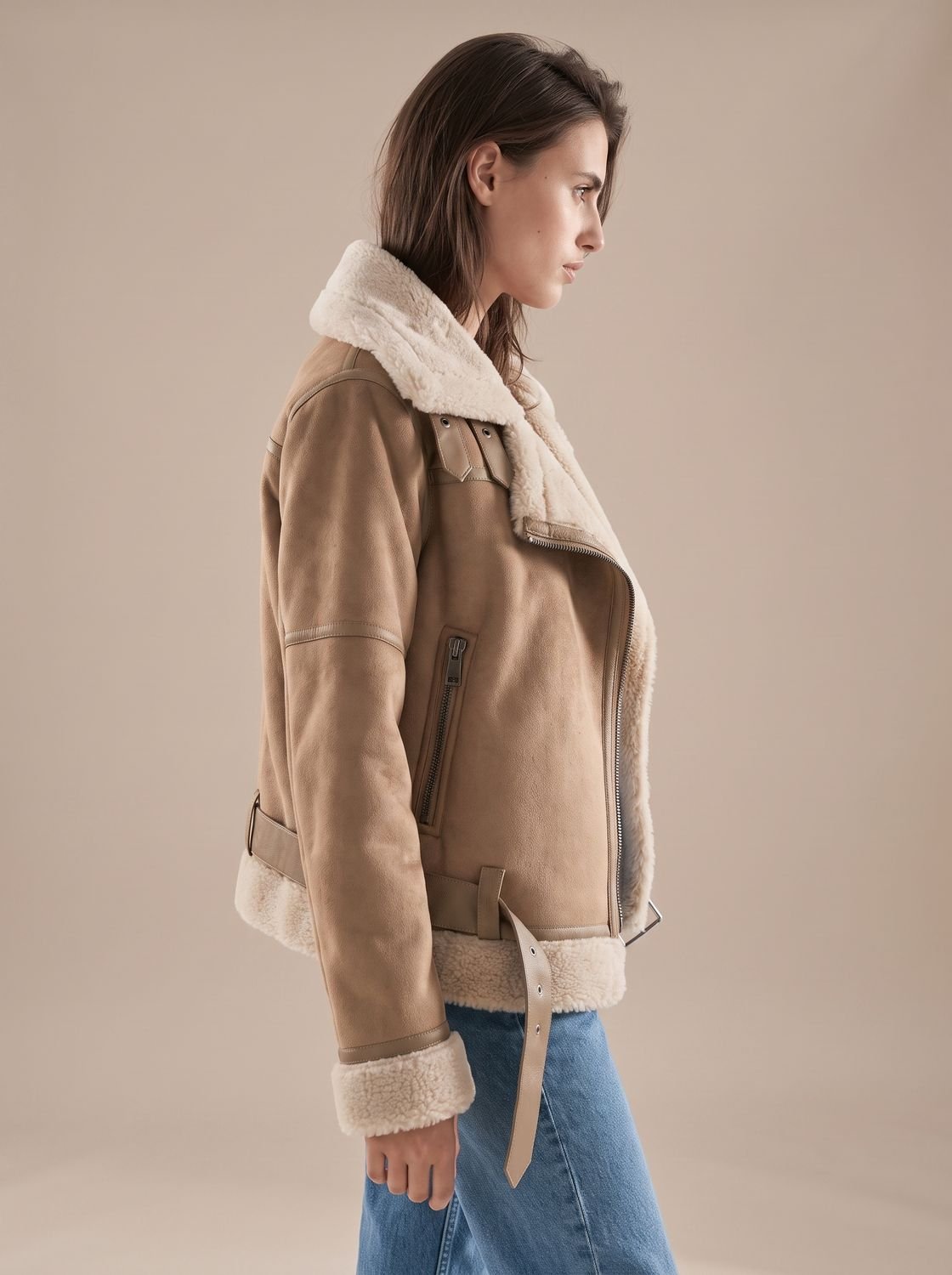 Corvine - Belted Aviator Jacket Cold Weather Layering — view 6 of 10