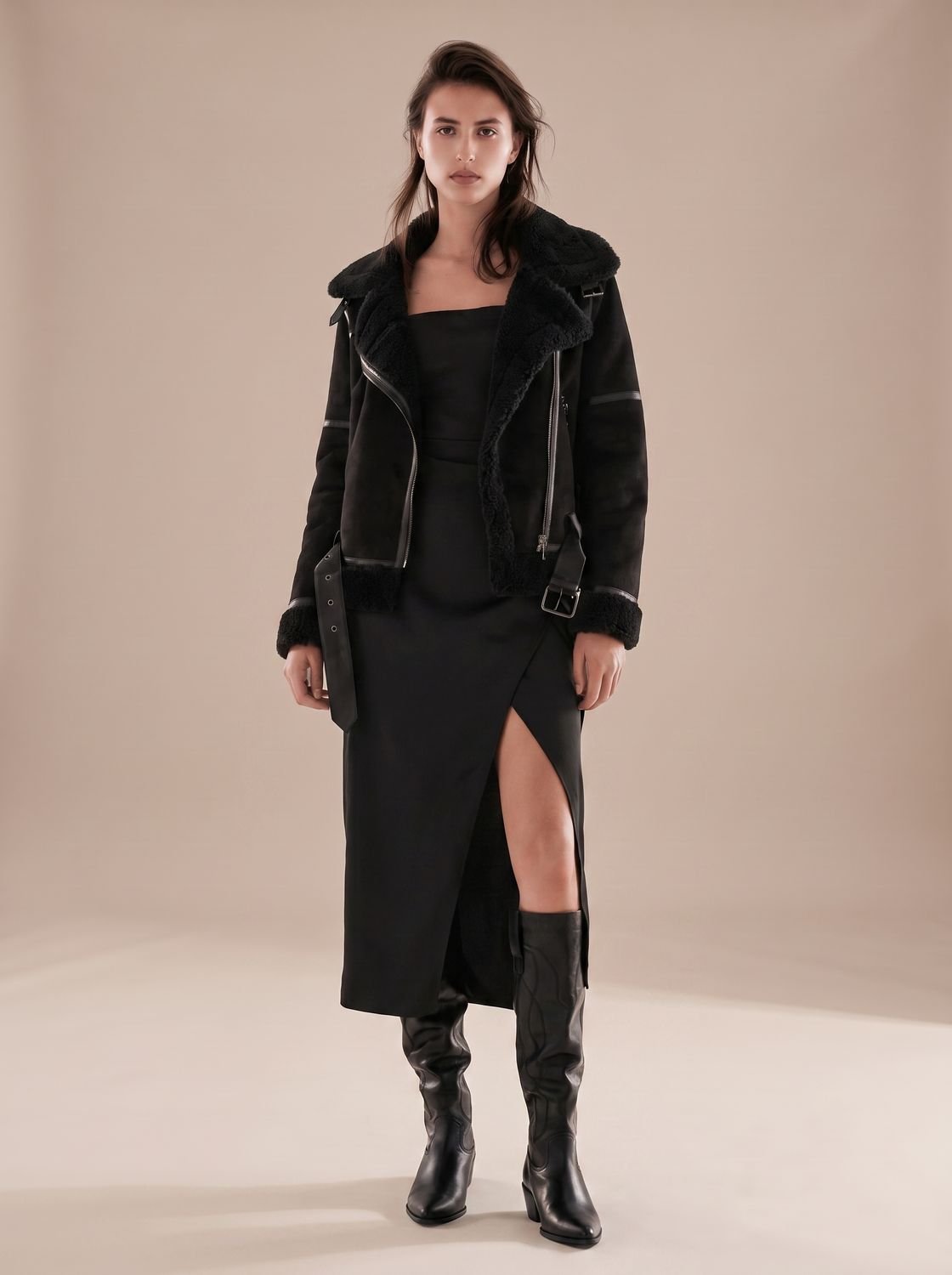 Corvine - Belted Aviator Jacket Cold Weather Layering — view 8 of 10