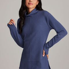 Vellara - Jacquard Mock Neck Tunic Pullover Casual Layering — view 2 of 10