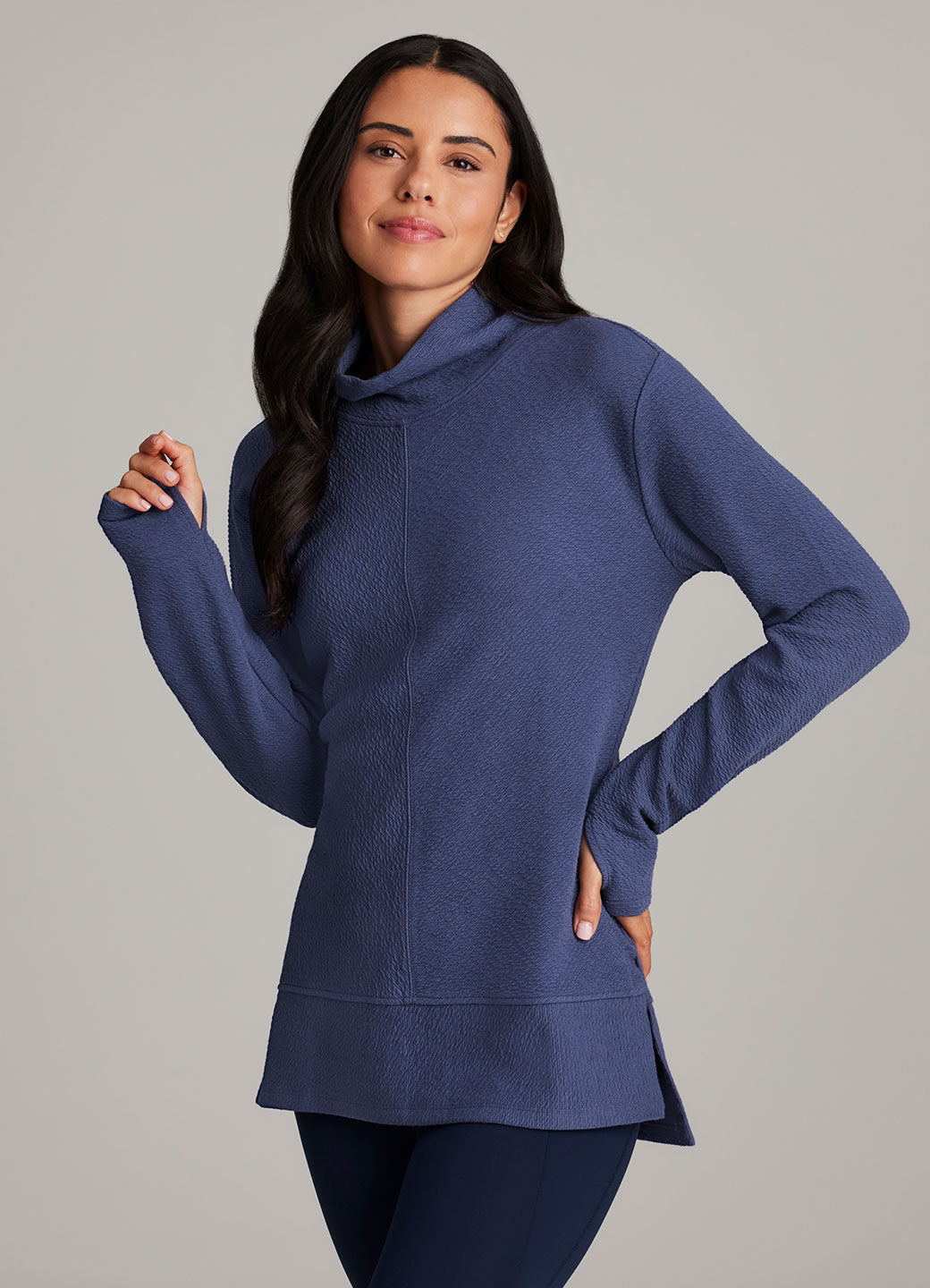 Vellara - Jacquard Mock Neck Tunic Pullover Casual Layering — view 2 of 10