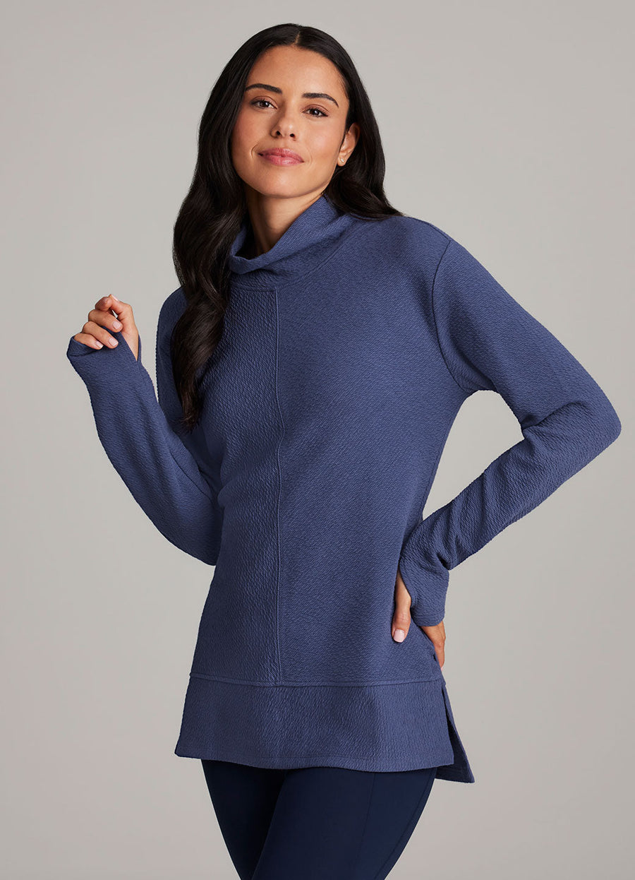 Vellara - Jacquard Mock Neck Tunic Pullover Casual Layering — view 2 of 10