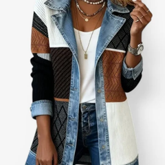Denara - Ribbed Denim Trim Jacket Autumn Layering — view 3 of 6