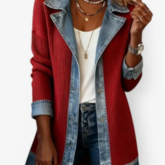 Denara - Ribbed Denim Trim Jacket Autumn Layering — view 4 of 6