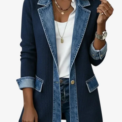 Denara - Ribbed Denim Trim Jacket Autumn Layering — view 6 of 6