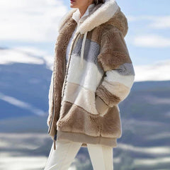 Drapelle - Colourblock Fleece Hooded Jacket Cool Weather Layering