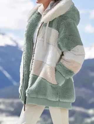 Drapelle - Colourblock Fleece Hooded Jacket Cool Weather Layering — view 10 of 10