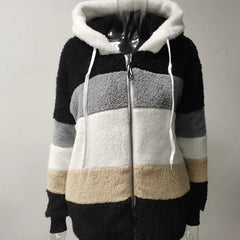 Drapelle - Colourblock Fleece Hooded Jacket Cool Weather Layering — view 6 of 10