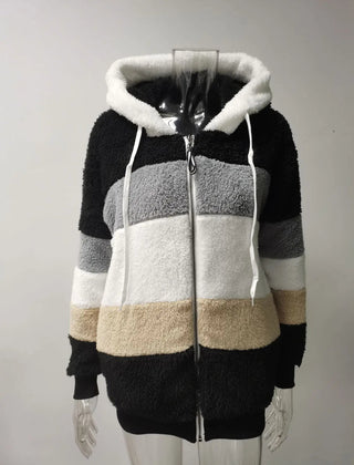 Drapelle - Colourblock Fleece Hooded Jacket Cool Weather Layering — view 6 of 10
