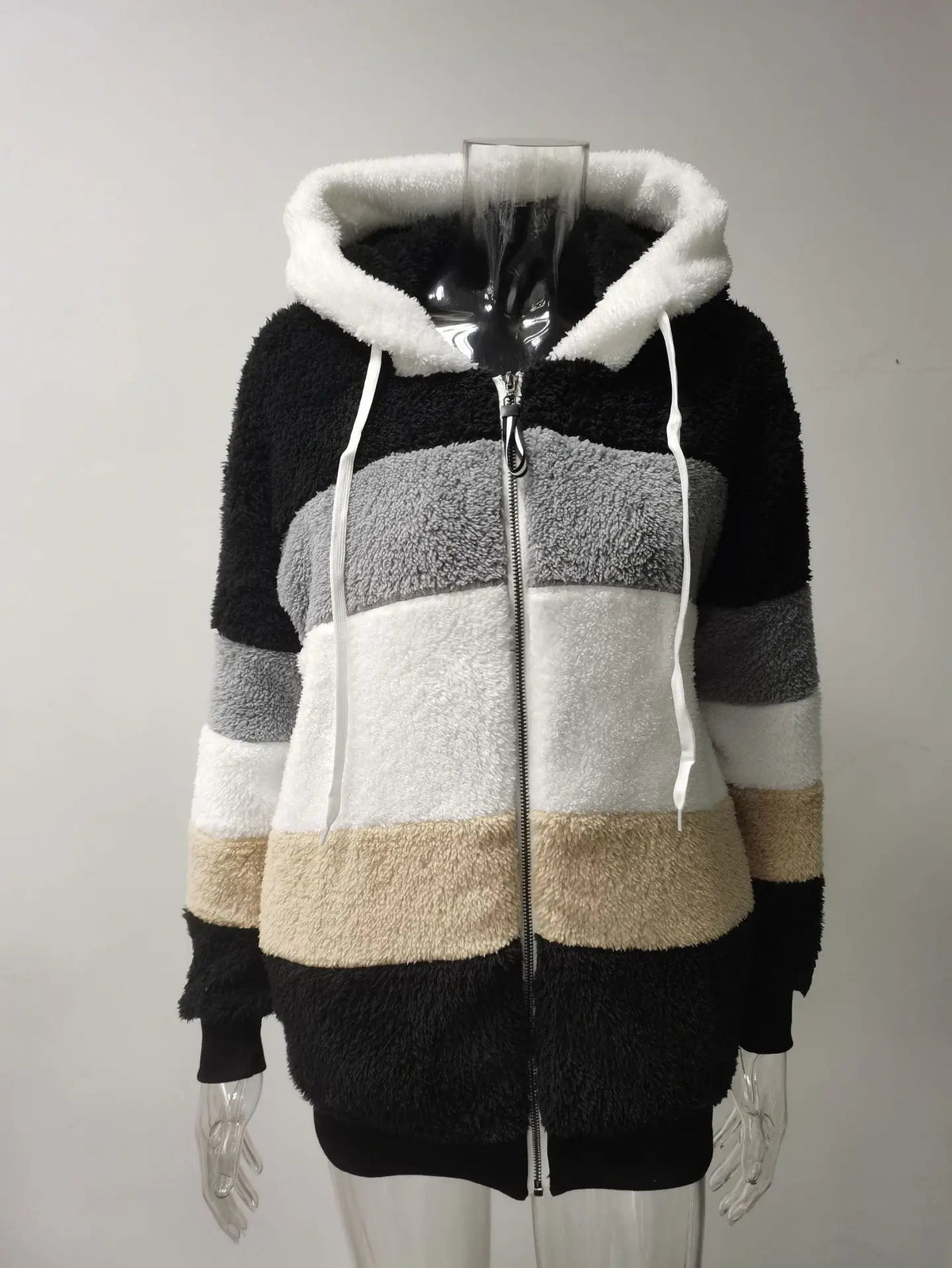 Drapelle - Colourblock Fleece Hooded Jacket Cool Weather Layering — view 6 of 10