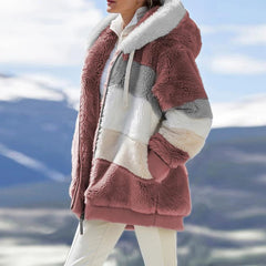Drapelle - Colourblock Fleece Hooded Jacket Cool Weather Layering — view 7 of 10