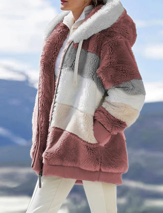 Drapelle - Colourblock Fleece Hooded Jacket Cool Weather Layering — view 7 of 10