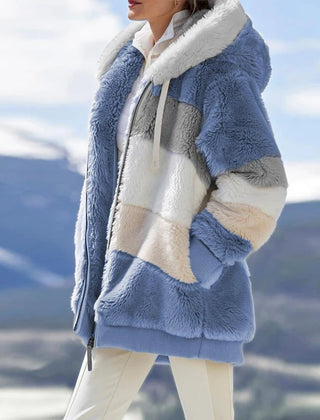 Drapelle - Colourblock Fleece Hooded Jacket Cool Weather Layering — view 8 of 10