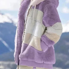 Drapelle - Colourblock Fleece Hooded Jacket Cool Weather Layering — view 9 of 10