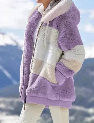 Drapelle - Colourblock Fleece Hooded Jacket Cool Weather Layering — view 9 of 10