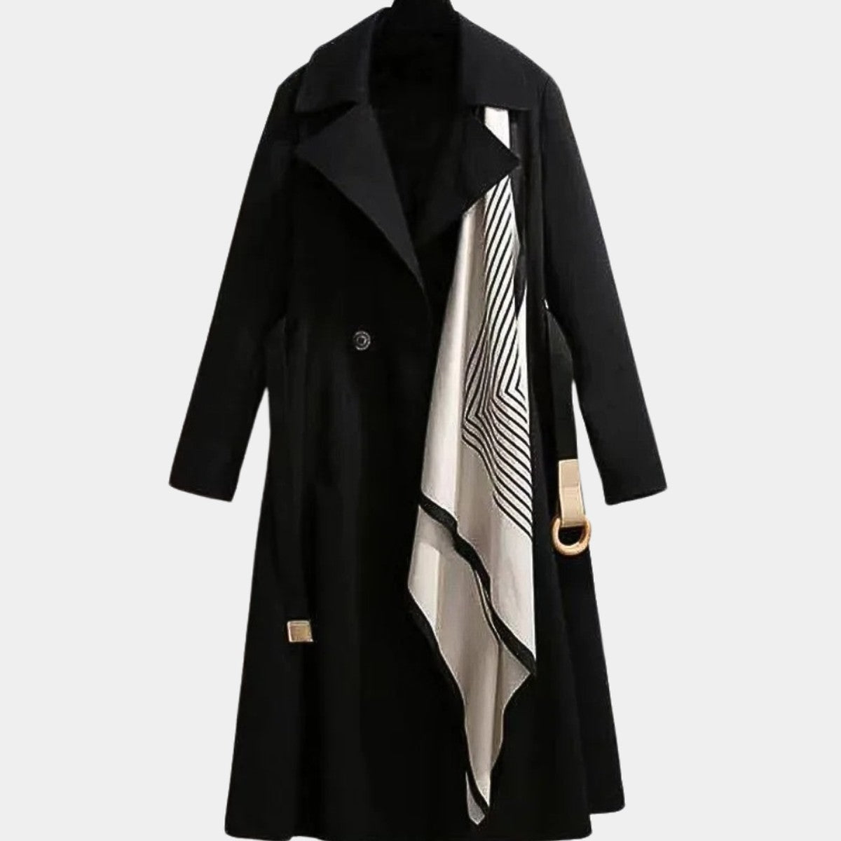 Duvessa - Belted Longline Wrap Coat Cold Weather Commuting — view 3 of 5