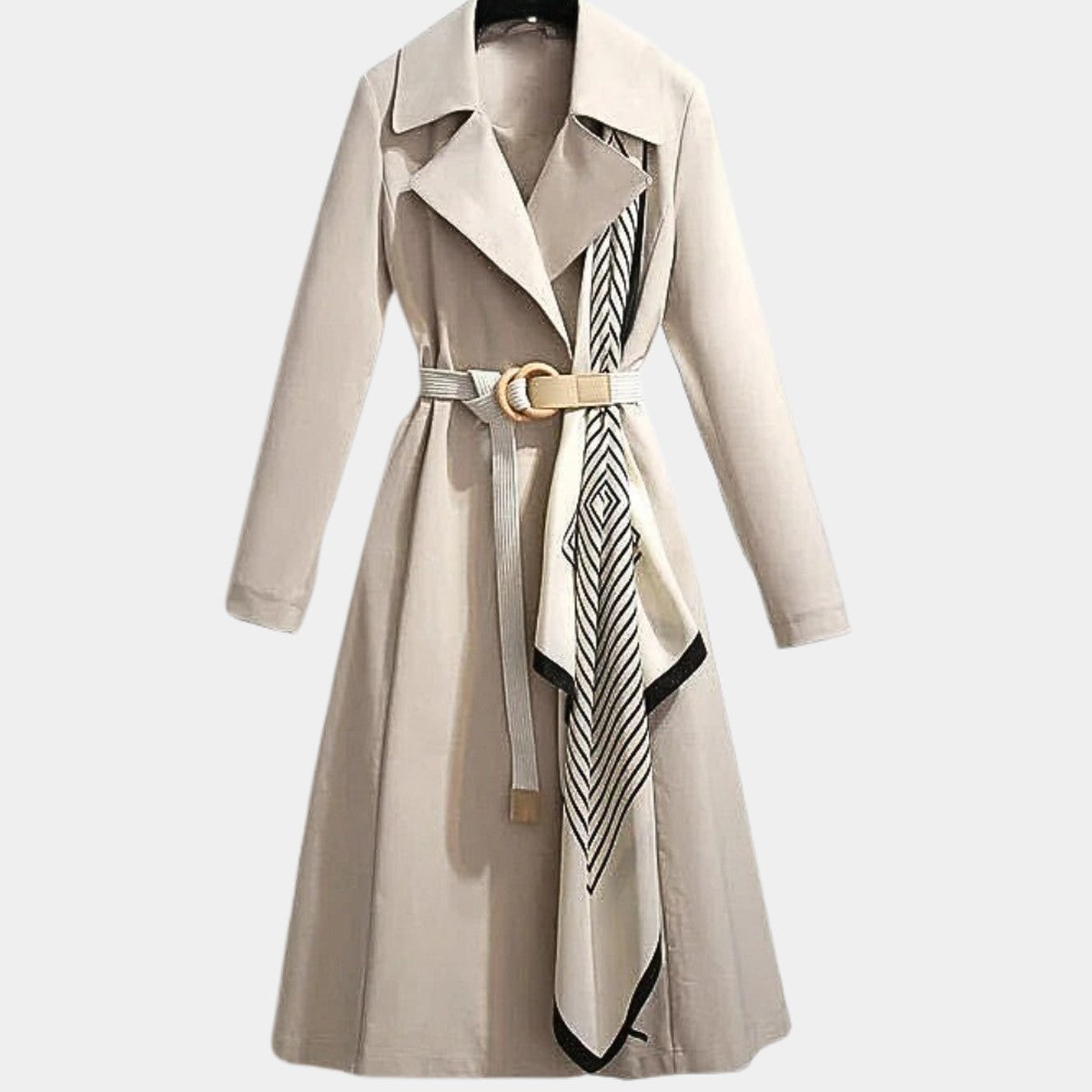 Duvessa - Belted Longline Wrap Coat Cold Weather Commuting — view 4 of 5