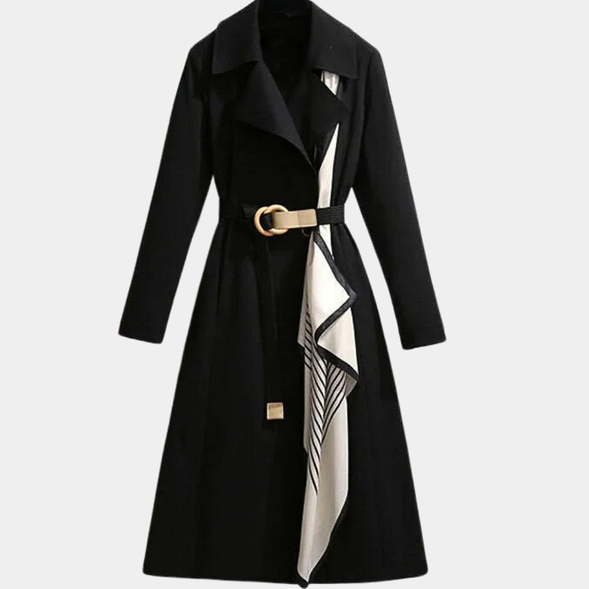 Duvessa - Belted Longline Wrap Coat Cold Weather Commuting — view 5 of 5
