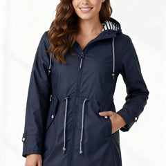 Rivella - Hooded Drawstring Rain Jacket Spring Showers Wear